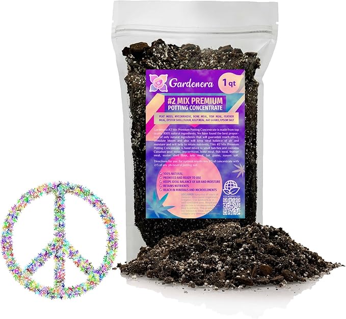 Gardenera Premium Organic #1 Potting Soil Mix - Ideal Nutrient Blend for Robust, High-Yield, and Beautifully Blooming Outdoor Guerrilla Growing Plants - 1 Quart