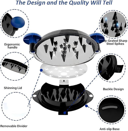 Chicken Shredder Tool Twist Pro - Large Meat Shredder for Chicken Breast, Pulled Pork, Beef with Upgraded Stainless Steel Spikes Wall Mounted Design BPA-Free Kitchen Essentials Gadgets (Blue/Black)