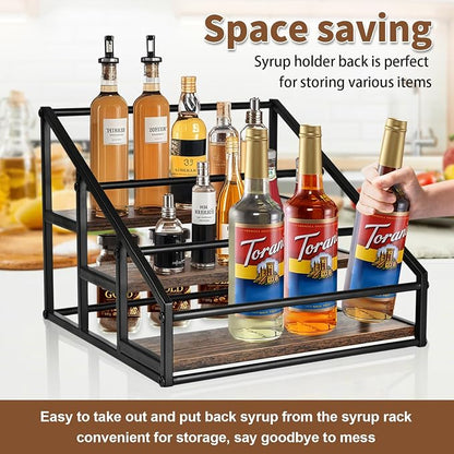 YQBRAO Coffee Syrup Rack Organizer, 3-Tier 12 Bottles Syrup Rack for Coffee Bar,Syrup Stand for Kitchen Coffee Station,Syrup Holder,Liquor Bottle Display Shelf