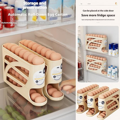 Fridge Egg Holder, 30 egg organizer/tray for refrigerator,fridge organizers and storage for Kitchen.(Beige)
