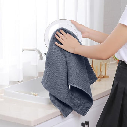 Homaxy 100% Cotton Waffle Weave Kitchen Towels, 7-Pack, Dark Grey | 13 x 28 Inches, Ultra Soft Absorbent Dish Towels, Quick Drying Cleaning Towels