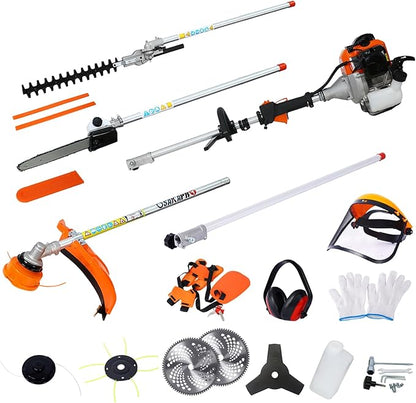 52cc 2-Cycle Gas Multi-Trimmer | 12-in-1 String Trimmer w/Rotatable 40” Pole Saw, Weed Eater Weed Wacker, Brush Cutter & Hedge Trimmer Gas for Lawn, Yard, Garden Care, All-in-one Garden Tool