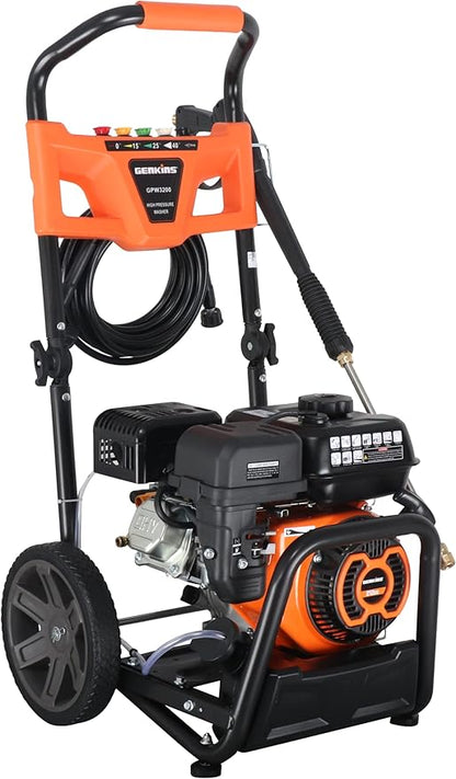 GPW3200 Gas Powered Foldable Pressure Washer 3200 PSI and 2.5 GPM, Soap Tank and Five Nozzle Set | Compact & Foldable
