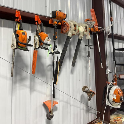 3 in 1 Chainsaw Holder 10" - Heavy Duty Chainsaw Wall Mount, 10 Gauge Steel Chain Saw Hanger for Garage Organization, Hefty Rack Storage Organizer for Chainsaw Accessories and Tools, 180 Lbs Capacity