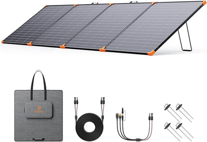 N-Type 16BB 450W Portable Solar Panel,RV Essentials,38V Foldable Solar Charger for Power Station, 25% High Efficiency IP68 Waterproof 4 Reinforced Kickstands for Camping RV Blackout