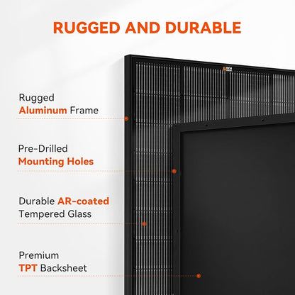 RICH SOLAR 250 Watt 12 Volt 18BB Monocrystalline Solar Panel N-Type Cells High Efficiency Solar Module for RV Trailer Camper Marine Off Grid All Black