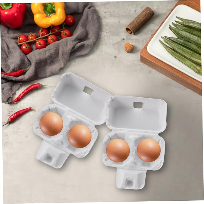 Paper Egg Cartons, 50PCS 2 Count 3x4 Paper Pulp Egg Cartons, Reusable No Breakage for Refrigerator Farm Market Travel.