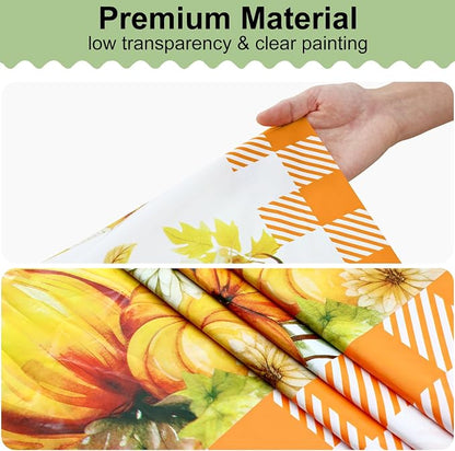 10 Packs Buffalo Disposable Table Cloth, 54 x 108 Inch Waterproof Plastic Tablecloth, Rectangle Pumpkin Orange and White Checkered Table Covers for Picnic, Birthday, Party