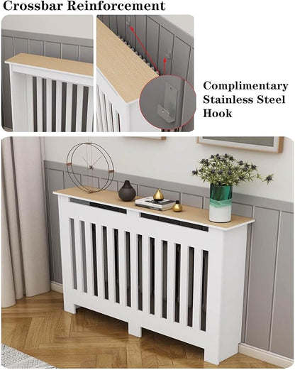 Modern Radiator Covers Wall Heater Cover Cabinet Shelf Bathroom Floor Radiator Shelve, Hide Cluttered Pipes/Easy to Install, Suitable for Household Living Room, White(27.6" Lx27.6 Hx7.9 W)
