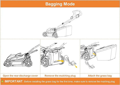 Electric Lawn Mower, 20V 13" Cordless Lawn Mower for Small Yard, Push Mower with 5 Height Adjustments, 2-in-1 Mulching/Bagging for Graden, 4.0Ah Battery and Charger Included(25min Runtime)