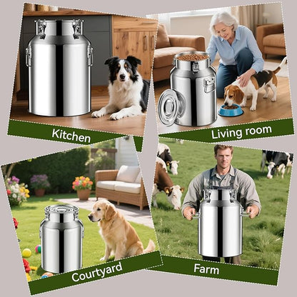 Newget 21lb Stainless Steel Dog Food Storage Container, Metal Pet Storage Container with Airtight Hangable Lid to Keep Food Fresh, Large Cat Food Storage Container with Scoop to Easily Clean