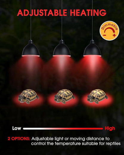 EvaStary 100W Infrared Heat Lamp Bulbs, 2 Pack UVA Reptile Basking Spot Light for Reptiles, Red Heat Lamp Bulb for Bearded Dragon,Turtle,Snake, Chickens, Pets