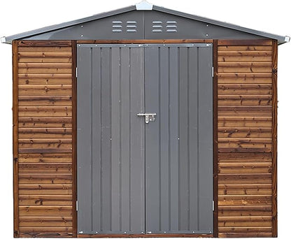 Shed 8' x 8' Storage Shed, 8x8 FT Wood Sheds & Outdoor Storage Clearance, Utility and Tool Garden Shed, Waterproof Storage Shed Large with Lockable Doors for Backyard, Patio, Outside