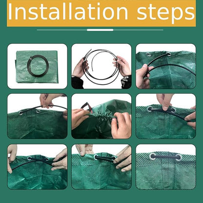 4-Pack 106 Gallon Leaf Bags & Yard Waste Collector - Reusable Standable Lawn/Garden/Camping Recycling Bags with 4 Handles, Portable Leaf Storage Container
