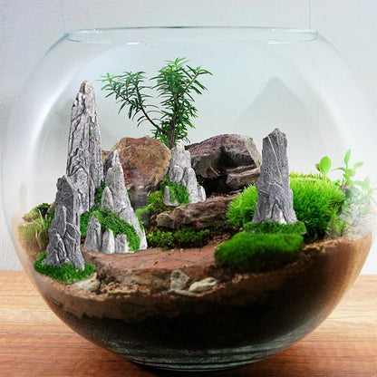 Gatuida 8Pcs Miniature Rockery Decorative Resin Rockery Statues for Micro Landscape