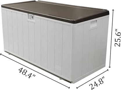 TARKARI Premium Pro Edition 110 Gallon Lockable Resin Deck Box, Waterproof & UV-Resistant Outdoor Storage Box for Outdoor Cushion Storage, Garden Tools & Pool Accessories Storage, White