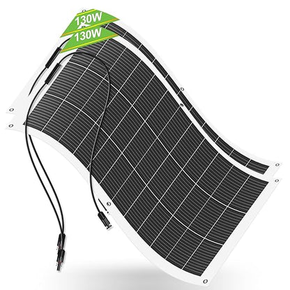 ECO-WORTHY 2pcs 130 Watt (260W) 12BB Flexible Solar Panels,23.5% High-Efficiency Waterproof Monocrystalline Lightweight Solar Panel for RV,Boats,Curved Surfaces,Roofs,Cabin