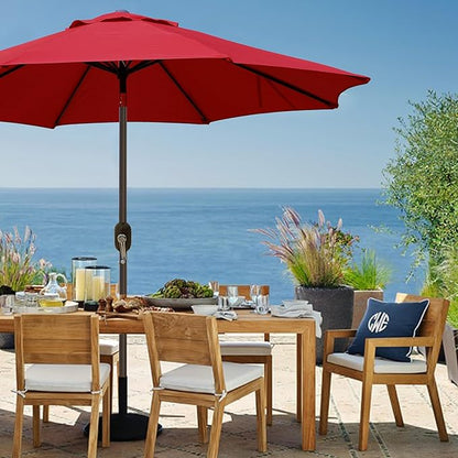 Blissun 9' Outdoor Patio Umbrella, Outdoor Table Umbrella, Yard Umbrella, Market Umbrella with 8 Sturdy Ribs, Push Button Tilt and Crank