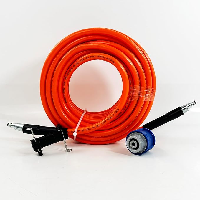 5800PSI/400Bar Ultra Flexible Pressure Washer Hose for Bosch Home Cleaning, 5M-30M High Pressure Extension Tube with Quick-Connect Adapter,(Red/Blue/Yellow/Green/Grey/Orange/Light Blue)(Orange,50FT)