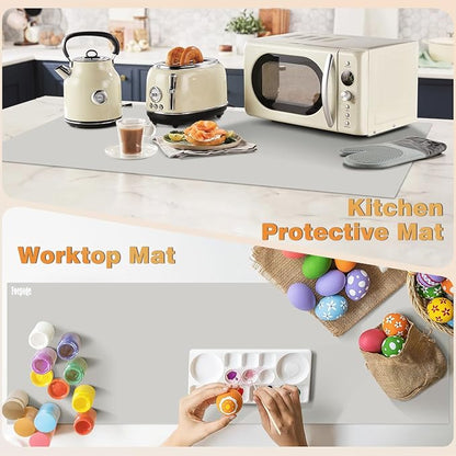 49.2" x 15.7" Large Silicone Mat for Kitchen Counter Protector, Cuttable | Silicon Countertop Protector Mat Heat Resistant Mats for Countertop, Cut to Fit Placemat Ship Roll by Foepoge, Gray