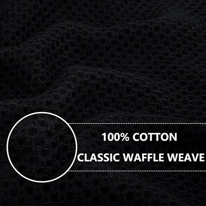 Homaxy 100% Cotton Waffle Weave Kitchen Dish Cloths, 7-Pack, Black | 12 x 12 Inches, Ultra Soft Absorbent Dish Towels, Quick Drying Dish Rags with Hanging Loop