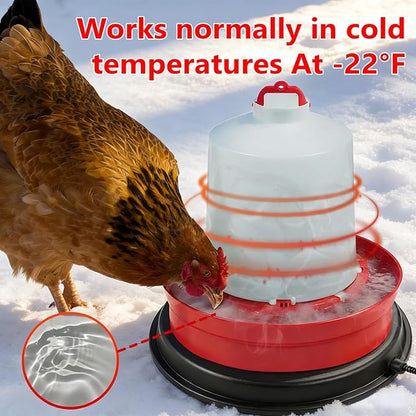 Poultry Water Heater Base for Winter, for Plastic/Metal Poultry Waterer, 14inch Thermostatically Controlled Heated Waterer for Chickens 80W,Chicken Coop Accessories
