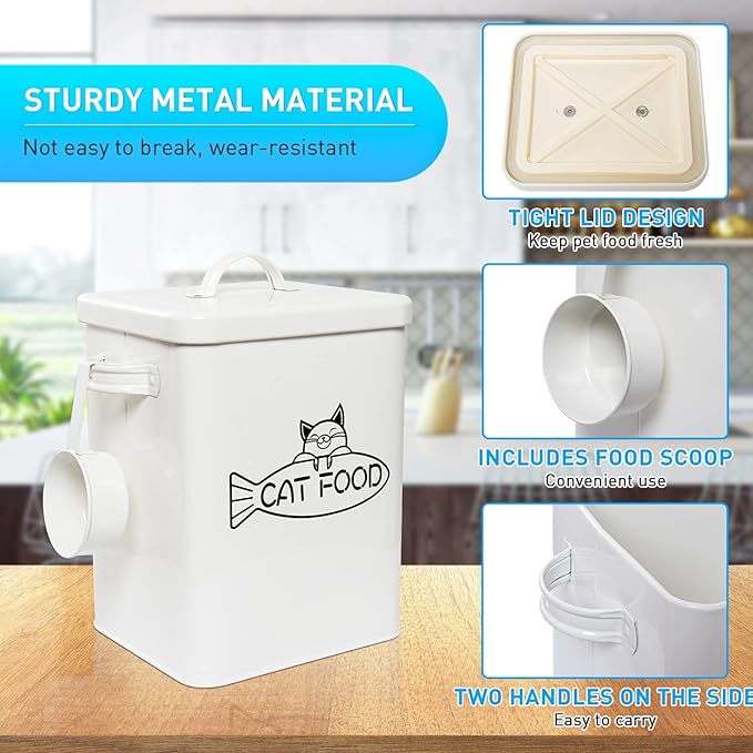 Dog and Cat Food Storage Container, Farmhouse Pet Food Containers with Lid and Dry Food Scoop, Durable Airtight Great Gift for Pet Owners