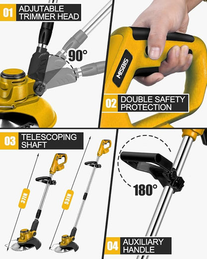 Cordless Weed Wacker for Dewalt 20V Battery(Battery Not Included), with 5 Types Blades, Brushless Motor, Lightweight Grass Trimmer/Brush Cutter for Lawn Yard Garden