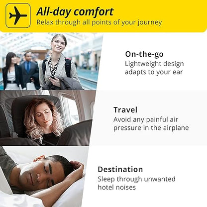 Alpine FlyFit - Earplugs for Pressure Relief & Preventing Ear Pain While Flying - Airplane Travel Essentials - Comfortable Reusable Hypoallergenic Earplugs with Ultra Soft Filter