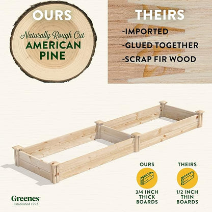 Greenes Fence Original Pine Raised Garden Bed, 2' x 8' x 7" - Made in USA with American Pine