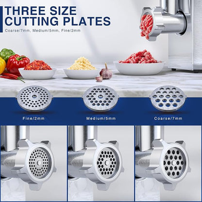 Meat Grinder, 2800W Max Electric Sausage Stuffer, ETL Approved Heavy Duty Meat Mincer with 2 Blades, 3 Plates, 4 Sausage Tubes & Kubbe Kit for Home Kitchen Use (MG091-3S)