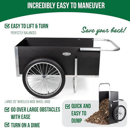 Smart Carts Ultimate Gardener Cart with 7 CF Capacity, Large 20-Inch Wheels for Effortless Maneuverability, and Aluminum Frame That is Strong, Lightweight, and Rustproof