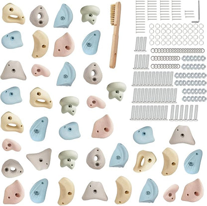 Premium Resin Rock Climbing Holds for All Ages, Large Training Rock Climbing Wall Grips Indoor/Outdoor, Rock-Like Texture Climbing Wall with Mounting Hardware