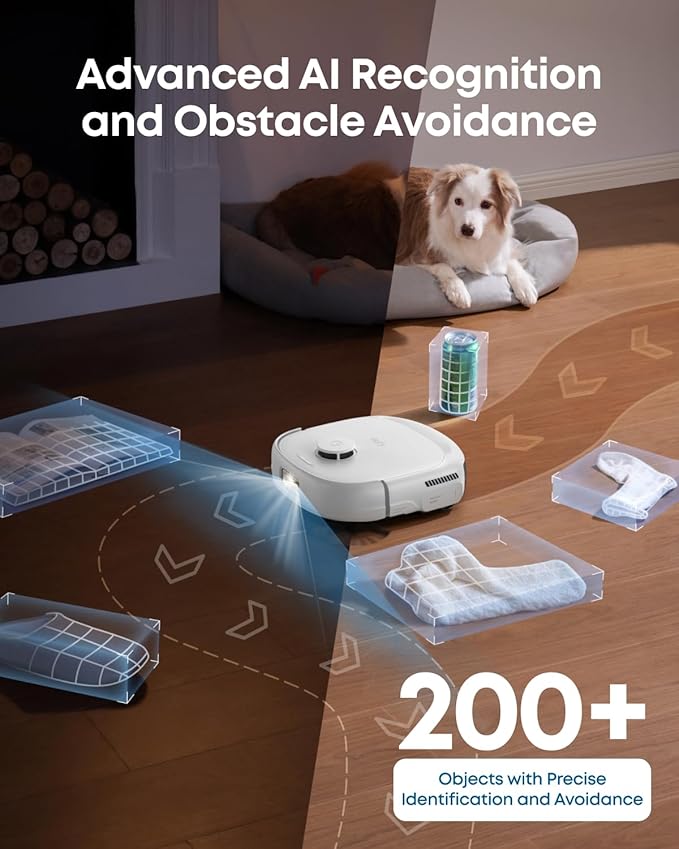 eufy Robot Vacuum E25, HydroJet System with Roller Mop, 20,000 Pa Turbo Suction, All-in-One Robot Vacuum and Mop Combo, Edge-to-Corner Cleaning, Zero-Tangle Design, AI Obstacle Avoidanced, White