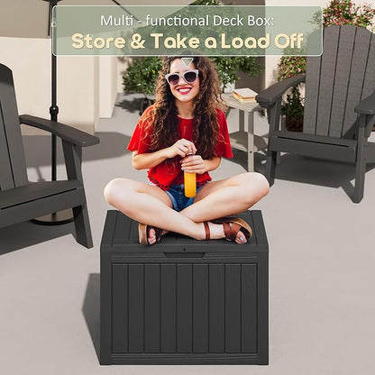 Outdoor Storage Box, Resin Deck Boxes Indoor and outdoor, Waterproof Storage Box Lockable Lid (Black, 45 Gallon)