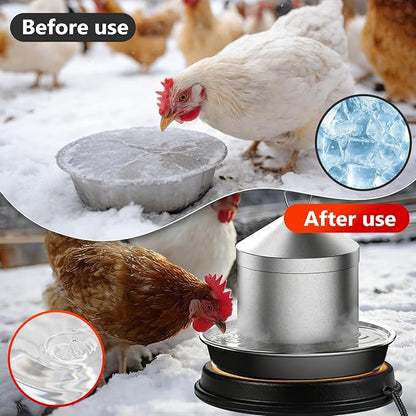 Poultry Water Heater Base for Winter, for Plastic/Metal Poultry Waterer, 14inch Thermostatically Controlled Heated Waterer for Chickens 80W,Chicken Coop Accessories