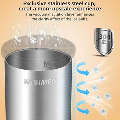 Clear Ice Cube Maker, 2" Stainless Steel Clear Ice Maker for Old Fashioned Whiskey lover, Bourbon, Whiskey, Cocktail Gifts for Men on Birthday or Holiday, Easy-Release Ice Ball Maker Mold