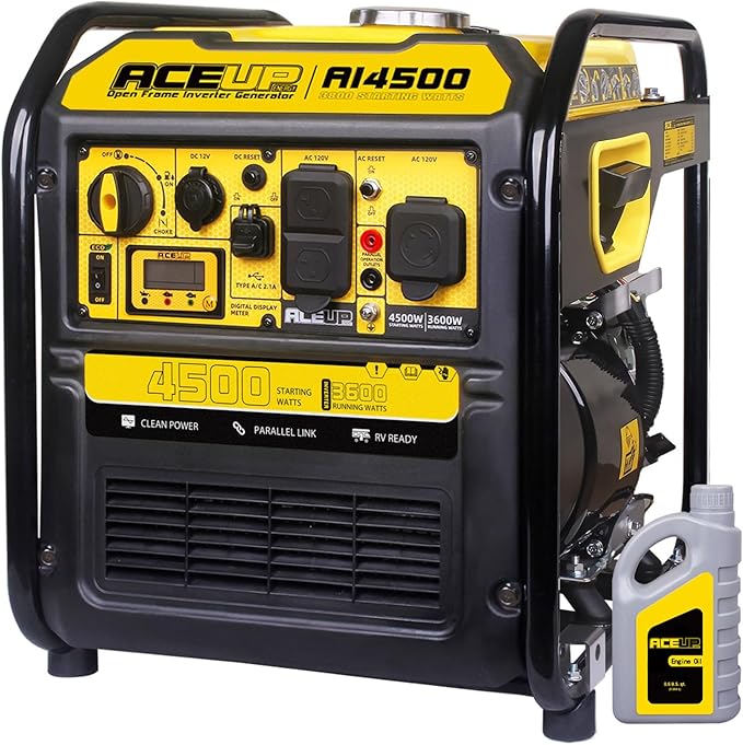 Aceup Energy 4500 Watt Inverter Generator 223CC, Gas Powered Generator for Home Use, Camping, EPA Compliant