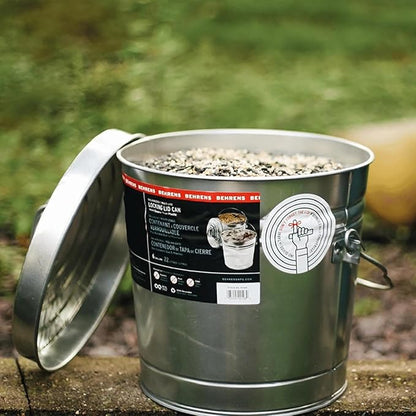 6-Gallon Galvanized Steel Storage Can - Airtight Locking Lid Metal Container for Pet Food, Dry Goods & Pantry Staples, Rust-Resistant Indoor/Outdoor Design