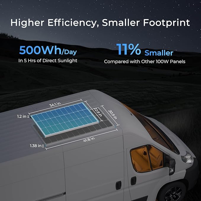 Renogy 100W Solar Panel N-Type, 12V 100 Watt Solar Panel 16BB 25% High-Efficiency, N-Type Solar Panels for RV Marine Boat Trailer Camper Rooftop Farm and Other Off-Grid System