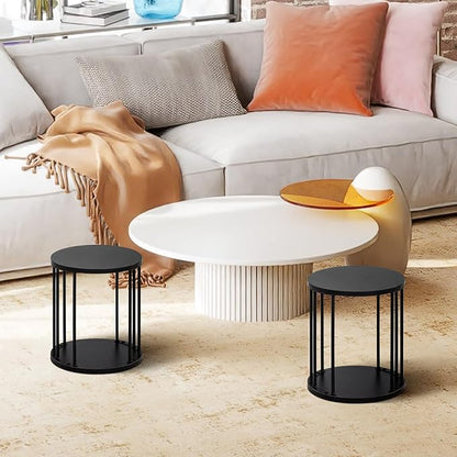HDANI Wooden Stool Set of 2 for Kids,Adults,300lbs Load Capacity Garden Round Wood Stool,Non-Slip Small Step Stool for Plant Stand,Kitchen,Bathroom and Bedroom,Black