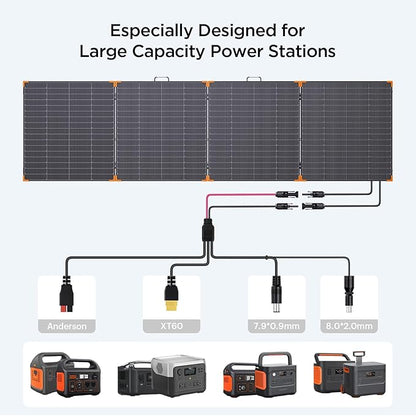 N-Type 16BB 450W Portable Solar Panel,RV Essentials,38V Foldable Solar Charger for Power Station, 25% High Efficiency IP68 Waterproof 4 Reinforced Kickstands for Camping RV Blackout