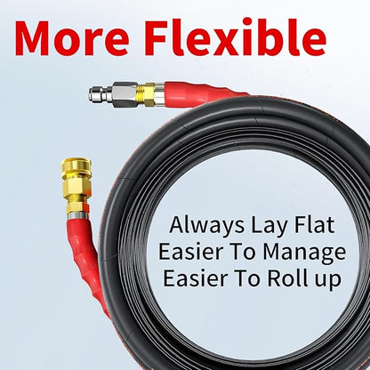 Pressure Washer Hose 200FT, 3/8" Power Washer Hose Steel Wire Braided with Swivel Quick Connect, Commercial Grade Industrial High Pressure Water Washing Hose (4800PSI, 200FT)