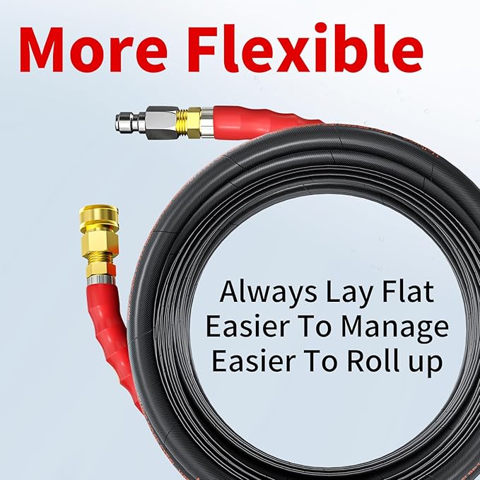 Pressure Washer Hose 75FT, 4800PSI High Tensile Wire Braid Kink Resistant Power Washer Extension Hose, 3/8" Flexible Replacement Hose with 3/8 Quick Connect