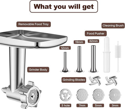 HOZODO Metal Meat Grinder Attachment for KitchenAid Stand Mixer | Food Grinder Attachment, Sausage Stuffer, Kitchen Aid Accessories and Attachments