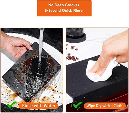 Minimalist Silicone Espresso Tamping Mat for Home Baristas | 5mm Thick Edge Drop Pad for Countertop Protection, Bottomless Portafilter Compatible Coffee Station Accessory, Easy Wash