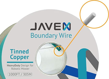 JAVEX Robotic Mower Boundary Wire Cable- Tinned Copper, Heavy Duty Universal for Gardena, Husqvarvna, Worx & Other Lawn Auto-Mower Brands Installation Kit [3.4mm, 24strand x 0.25mm] Green, 305M/1000FT