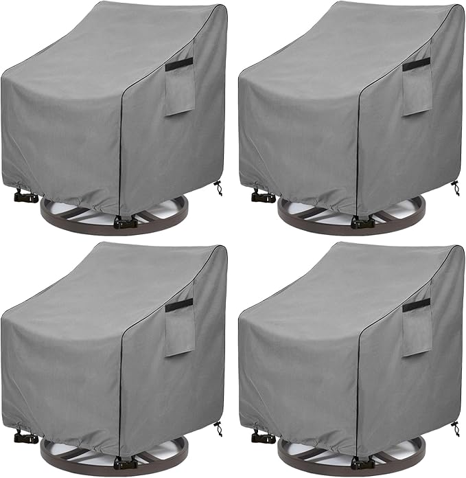 Patio Swivel Chair Cover 4 Pack,Waterproof Heavy Duty Outdoor Chair Covers,Outdoor Swivel Chair Cover for Patio Furniture Covers(30 W x 34 D x 38.5 H inches),Grey