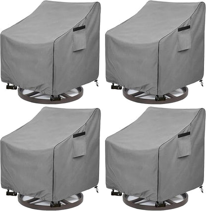Patio Swivel Chair Cover 4 Pack,Waterproof Heavy Duty Outdoor Chair Covers,Outdoor Swivel Chair Cover for Patio Furniture Covers(30 W x 34 D x 38.5 H inches),Grey