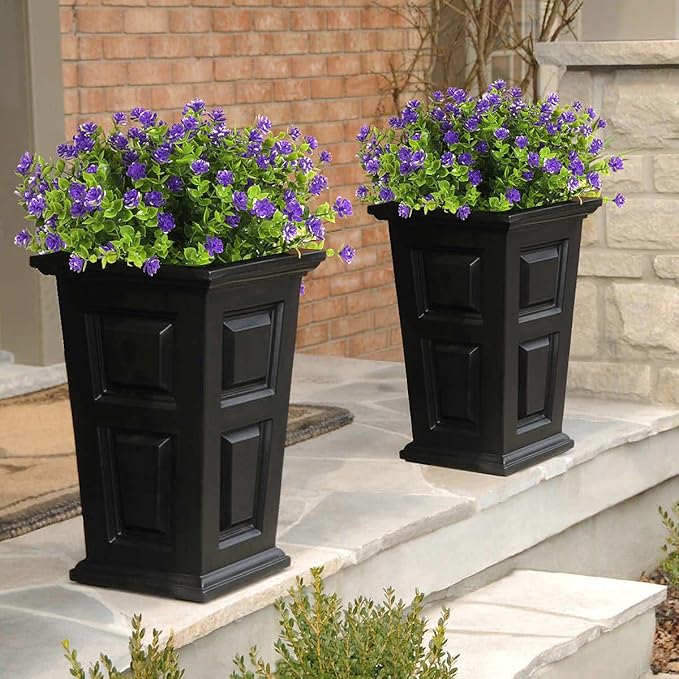 12 Bundles Artificial Flowers Faux Outdoor Plastic Plants UV Resistant Shrubs,Artificial Plants Outdoor Decorations for Patio Outdoor Fake Plants Spring Decorations for Home Front Porch Decor(Purple)